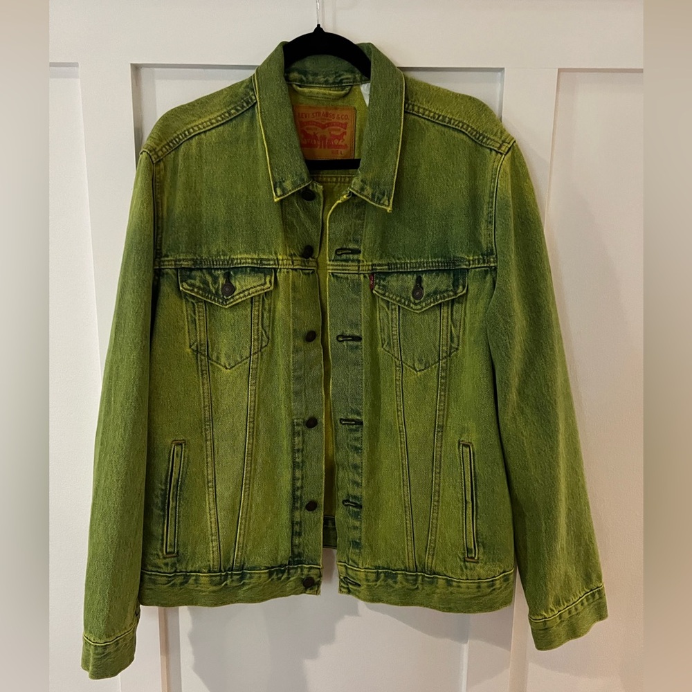 Levi's Lime Green Denim Trucker Jacket Size  L Rare!!!